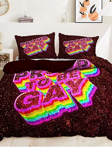  100% coton housse de couette ensemble arc-en-ciel lgbt collection motif ensemble de couette doux luxe ensemble de literie décor à la maison crépuscule literie cadeau roi reine pleine taille