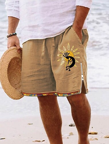  Herren Grafik-Drucke Boardshorts Badeshorts Badehose Schwimmshorts Bademode Mittlere Taillenlinie Vintage Ethnischer Stil Retro Vintage Casual Täglich Festtage Zip Tasche Elastische Taille Designer
