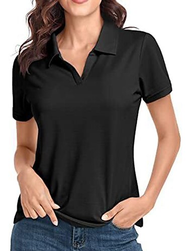  Polo T-shirt Dames Zwart Wit Blozend Roze Effen Kleur Standaard Dagelijks Dagelijks Overhemdkraag Normale pasvorm S