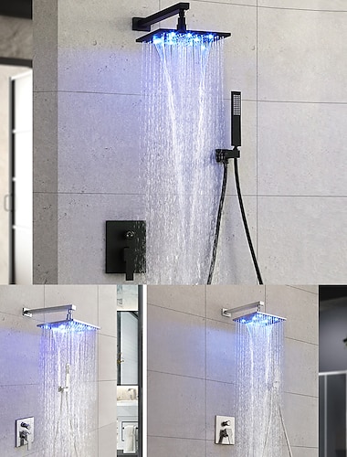  Douchekraan reeks - Inclusief handdouche LED Vaste montage Hedendaagse Galvanisch verzilveren Binnenbevestiging Keramische ventiel Bath Shower Mixer Taps