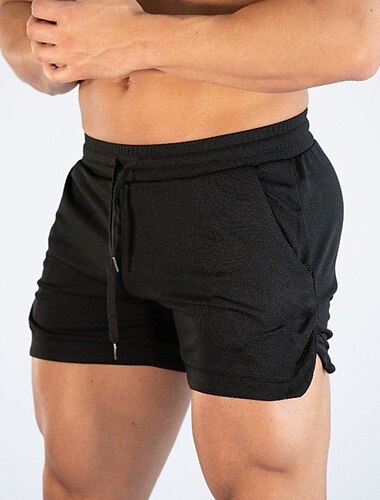  Herren Shorts Kurze Hosen Sport Ausgehen Wochenende Laufen Bequem Kordelzug Elastische Taille Glatt Knielänge Gymnastik Sportkleidung Meerblau Weinrot Mikro-elastisch