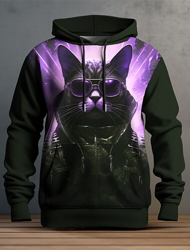  Herren Graphic Tier Hoodie Sweatshirt Kapuze Hoodies Pullover Hoodie Sweatshirt Kapuze Langarm Sweatshirt mit Kapuze Mit Kapuze Modisch 3D-Druck Sports Outdoor Festtage Urlaub Gelb Rote Bedruckt