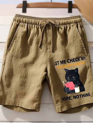  Hombre Gato Letras estampadas Gracioso Pantalón corto Pantalones cortos de verano Pantalones cortos de playa Media cintura Hawaiano Casual Exterior Festivos Noche Correa Cintura elástica Estampado