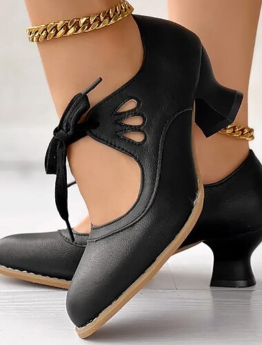  Pentru femei Tocuri Pantofi pumps Bullock Pantofi Tocuri cu bretele Mărime Plus Size Petrecere Birou Zilnic Toc Mic Vârf ascuțit Elegant Epocă Modă PU Dantelat Negru Alb Rosu