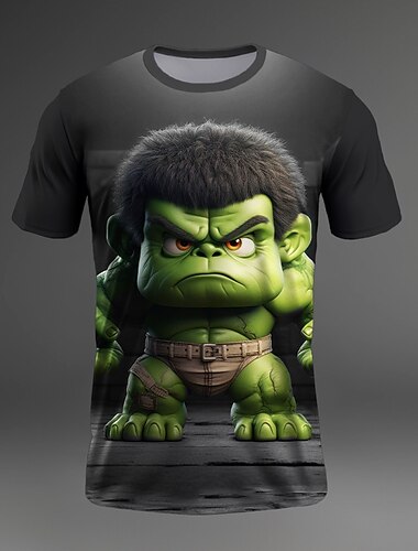  Per uomo Pop art Cartoni animati maglietta Manica corta maglietta Stampa 3D Girocollo Camicia Giornaliero Originale Retrò vintage Sportivo Per eventi Per uscire Nero Borgogna Verde Primavera estate