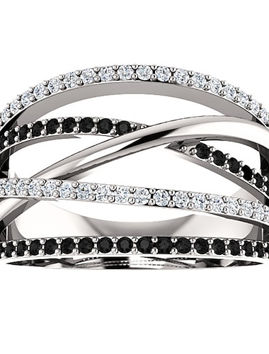  Anéis de Casal Casamento Chique Preto Branco Liga Caído Elegante Estilo bonito à moda