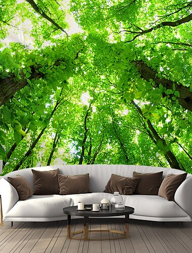  المناظر الطبيعية الغابات الخضراء معلقة نسيج جدار الفن نسيج كبير جدارية ديكور صورة خلفية ستارة بطانية غرفة نوم المنزل غرفة المعيشة الديكور