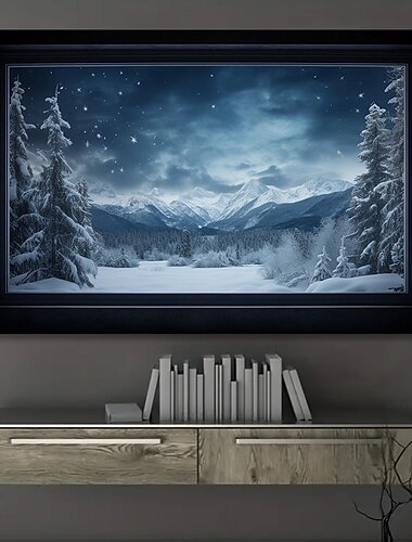  لوحة فنية جدارية على القماش لفصل الشتاء وجبال الثلج وملصقات وصور لوحات قماشية مزخرفة لغرفة المعيشة بدون إطار