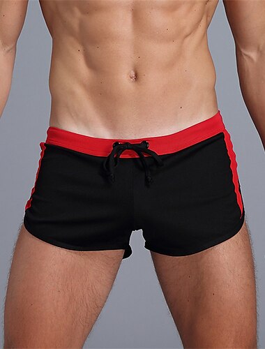  Herren Bademode Täglich Strand Atmungsaktiv Schnelltrocknend Kordelzug Elastische Taille Farbblock Kurz Sport Brautkleider schlicht Sportkleidung Schwarz Weiß Mikro-elastisch