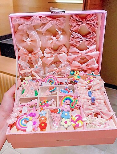  Koreanische Version des rosafarbenen Haarschmuck-Geschenkbox-Sets für Kinder, Mädchen-Prinzessin-Haarkarte, Mädchen-Kopfbedeckung, Babyschmuck, Geburtstag