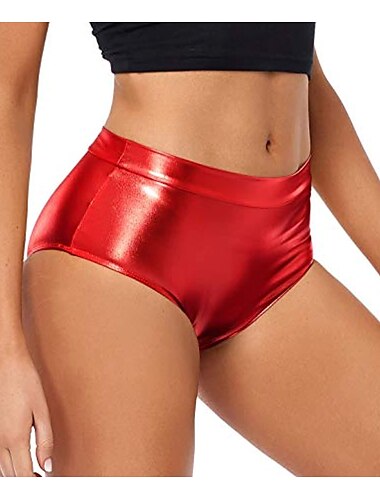  Métallique Années 1980 Latex Brillant Shorts Cuir PU Moulant Couleur Unie Femmes Mascarade Soirée Enterrement de Vie de Jeune Fille Défilé de la Fierté Adulte Shorts