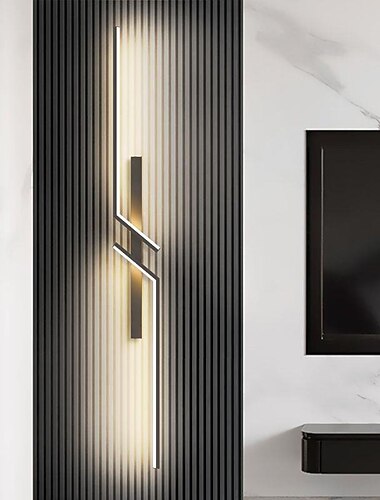  Schwarze LED-Wandleuchte, moderne lineare Wandleuchte aus Metall, LED-Wandleuchte für den Innenbereich, lange Streifen-Design, Innenwandleuchte für Wohnzimmer, Schlafzimmer, Veranda, Flur, Badezimmer,