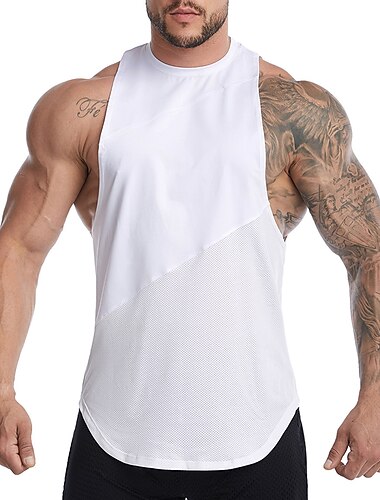  Herre Gymnastiktrøje Kompressionstank Fitness Tank Herre overdele Rund hals Uden ærmer Sport & Udendørs Ferierejse I-byen-tøj Afslappet / Hverdag Træningscenter Hurtigtørrende Åndbart Blødt Vanlig