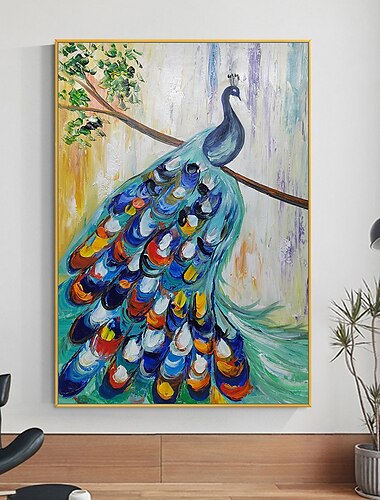  Mintura fait à la main abstrait animal paon peintures à l'huile sur toile mur art décoration moderne image pour la décoration intérieure roulé sans cadre peinture non étirée