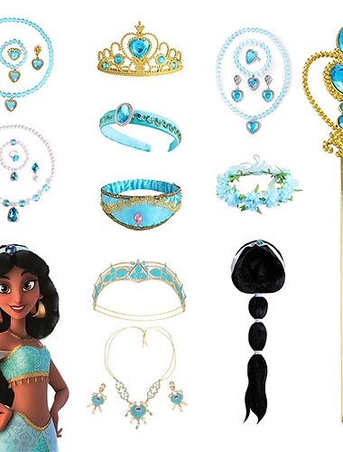  Aladdin jasmine princesse bijoux combinaison enfants nouveau halloween cos jasmine collection accessoires