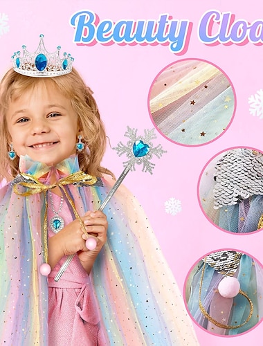  Детский подарок на день рождения для девочки, игрушка, плащ, юбка, волшебная палочка, корона, принцесса, ролевой набор, подарки для девочек в возрасте 4-6 лет