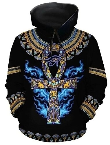  Męskie Graficzny Plemienny Bluza z Kapturem Z kapturem Bluzy Bluza z Kapturem Długi rękaw Bluza z kapturem Kaptur Codzienny Druk 3D Sporty na świeżym powietrzu Święto Urlop Czerwony Niebieski Nadruk