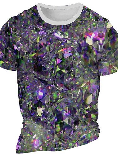  Herren Graphic Mehrfarbig Diamant T Shirt Kurzarm T-Shirt 3D-Druck Rundhalsausschnitt Hemd Täglich Designer Retro Vintage Karnival Sports Outdoor Festtage Hellgrün Rot Purpur Frühling Sommer