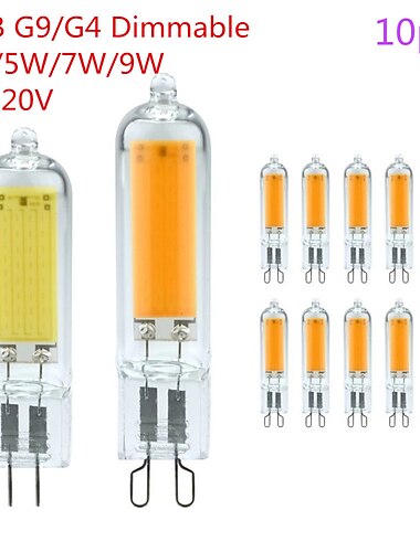  10pcs Dimmable Mini G9/G4 LED Lamp 3W 5W 7W 9W AC 220V-240V LED Corn Bulb COB 360 Beam Angle Replace Halogen Chandelier Lights