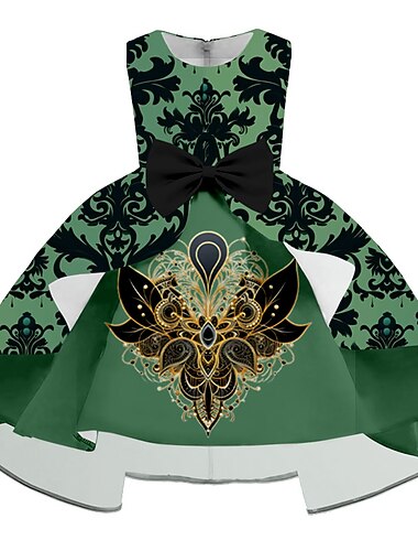  Meisjes 3D Bloemig Feestjurk Mouwloos 3D-afdrukken Zomer Lente Herfst Vakantie Feest Speciale gelegenheden  Elegant Prinses Mooi Kinderen 3-12 jaar Feestjurk Swingjurk A lijn jurk Boven de knie