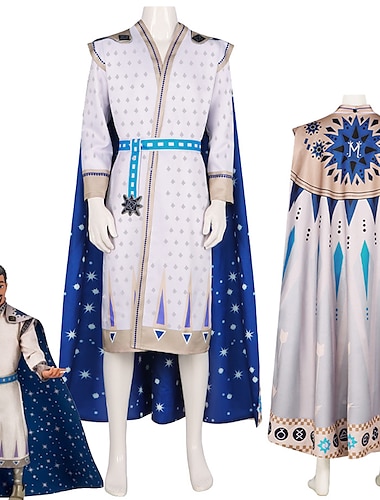  2023 Movie Wish King Magnifico White Outsuit Party Carnival Halloween Cosplay Costume for Adults Kids Men Boy Cosplay Costume