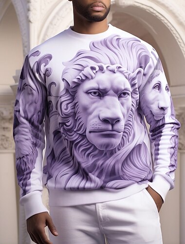  Herren Graphic Tier Löwe Sweatshirts Pullover Sweatshirt Langarm Sweatshirt Rundhalsausschnitt Modisch Täglich Brautkleider schlicht 3D-Druck Urlaub Festtage Ausgehen Bedruckt Frühling & Herbst