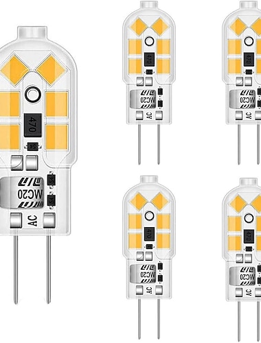  Bombilla led g4 ac/dc 12v g4 luces de base bi-pin regulable g4 20w reemplazo de bombilla halógena blanco cálido 3000k/blanco 6000k cubierta transparente paquete de 5