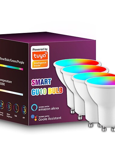  מנורת LED חכמה Tuya WIFI אינטליגנטית GU10 עם כדור אור מתכוונן 5W תומכת ב-Alexa ושליטה קולית של Google