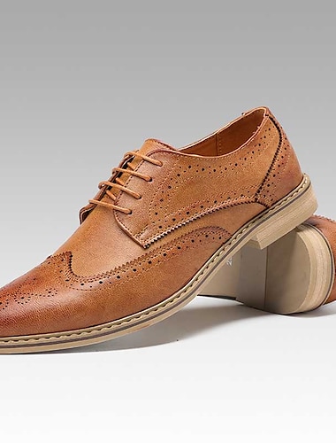  Miesten Oxford-kengät Derby-kengät Bullock kengät Juhlakengät Wingtip kengät Vintage Liiketoiminta Englantilainen Häät Juhlat PU Nauhat Musta Keltainen Harmaa Kevät Syksy Talvi