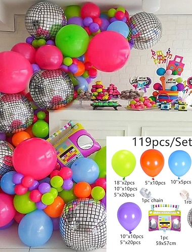  80- og 90-talls Temaballongkjede Sett Bue Disco 4D Radio Ballong Retro Festdekorasjon Julegave