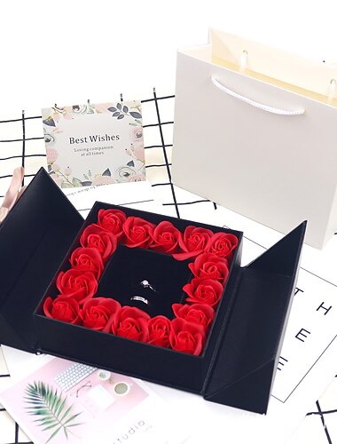 Geschenke zum Frauentag, Valentinstag, 16 Rosen, Schmuckverpackungsbox, Lippenstiftbox, Halskettenringbox, Valentinstagsgeschenk, Schmuckbox, Muttertagsgeschenke für Mama