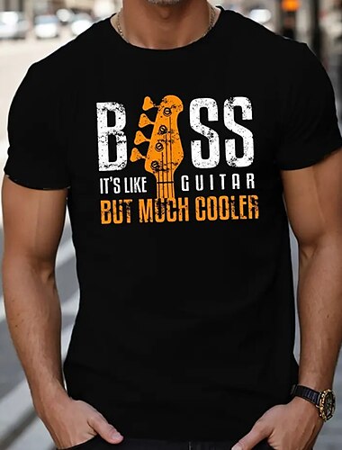  Herren Buchstabe Musikinstrument T Shirt T-Shirt Baumwolle Kurzarm Grafik Hemd Schwarz Weiß Grau Bequemes T-Shirt Sport im Freien Ferien Modedesigner-Kleidung