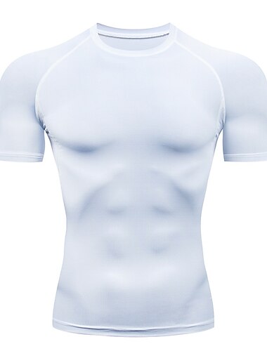  Herren T Shirt Fitnessstudio-Shirt Kompressions-Shirt Fitness-Shirt Männer-Tops Rundhalsausschnitt Kurzarm Sport & Natur Urlaub Ausgehen Casual Schnell Trocknend Schweißableitend Atmungsaktiv Weich