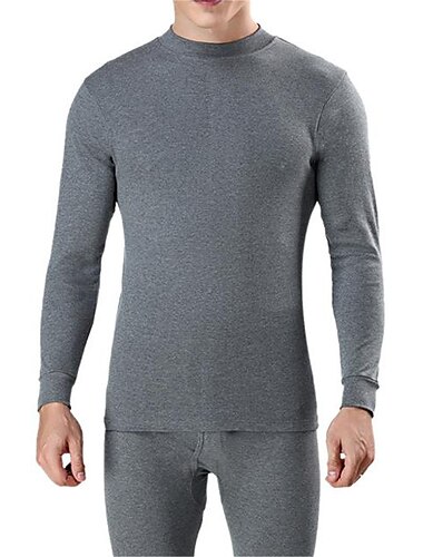  Herren Thermounterwäsche Schlafanzüge Thermounterwäsche Set 2 Stück Glatt Warm Modisch Brautkleider schlicht Heim Täglich Bett Baumwolle Komfort Warm Weich Rundhalsausschnitt Langarm T Shirt Hose