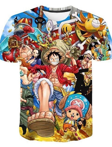  One Piece Косплей Как у футболки Мультяшная тематика Манга С принтом Графический Назначение Для пары Муж. Жен. Взрослые Карнавал Маскарад 3D печать Для вечеринок фестиваль