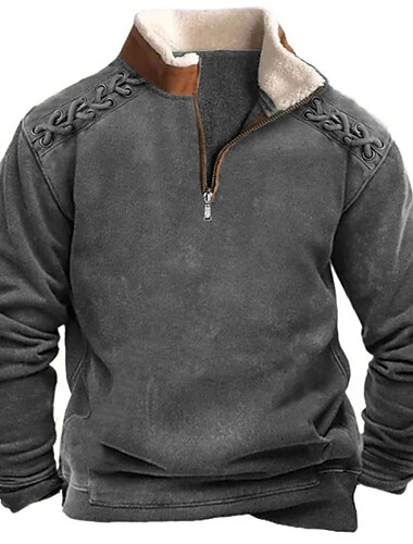  Herren Sweatshirt Pullover Reißverschluss-Sweatshirt Polarvlies Taktisch Schwarz Armeegrün Marineblau Grau Stehkragen Glatt Sport & Natur Täglich Festtage Strassenmode Basic Brautkleider schlicht