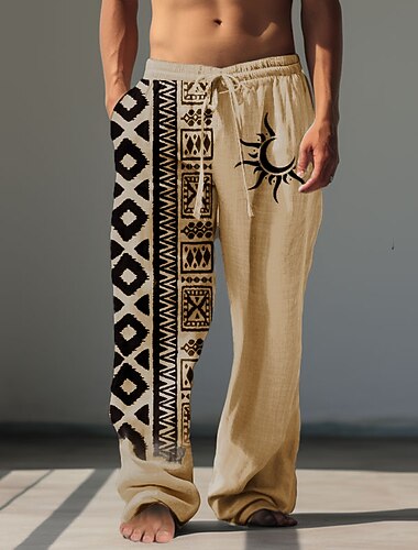  Per uomo Sole Tribale Pantaloni casual Pantaloni Pantaloni Larghi Misura del girovita medio Vintage All'aperto Abbigliamento casual alla moda Abbigliamento quotidiano Autunno & Inverno Verde Cachi
