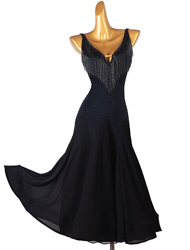  Standardní tance Šaty Křišťály / Bižuterie Dámské Trénink Bez rukávů Vysoký Šifón Čínský nylon Tyl
