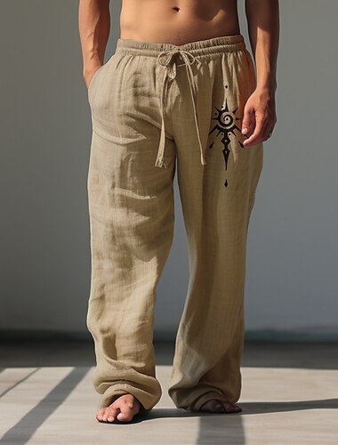  Bărbați Grafic Tribal Pantaloni Talie medie Casual Vacanță Purtare Zilnică Ieșire Primăvară Toamnă Negru Alb Trifoi
