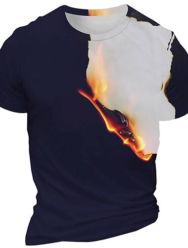  Voor heren Grafisch brand T-shirt Korte mouw T-shirt 3D-afdrukken Strakke ronde hals Overhemd Dagelijks Ontwerper Retro vintage Buitensporten Feestdagen Uitgaan Zwart Bordeaux Marineblauw Lente zomer
