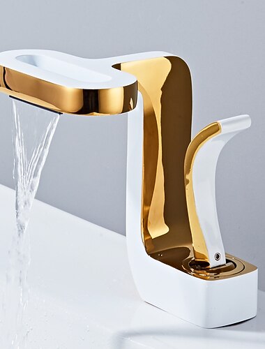  بالوعة الحمام الحنفية - شلال مطلي في وسط التعامل مع واحد ثقب واحدBath Taps