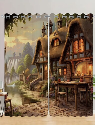  2 Paneele Fantasy-Raumvorhang, Verdunkelungsvorhang für Wohnzimmer, Schlafzimmer, Küche, Fensterbehandlungen, wärmeisolierte Raumverdunkelung