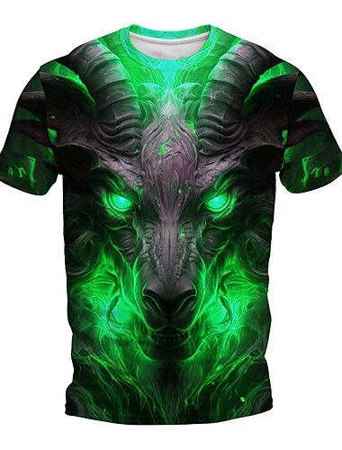  Herren Graphic Tier Flamme T Shirt Kurzarm T-Shirt 3D-Druck Rundhalsausschnitt Hemd Täglich Designer Retro Vintage Sports Outdoor Festtage Ausgehen Gelb Purpur Orange Frühling Sommer Bekleidung S M L