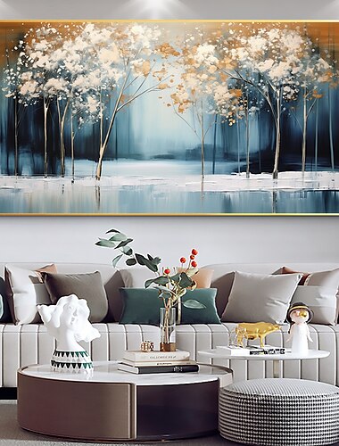  handgemaakt origineel landschapsolieverfschilderij op canvas muurkunstdecor winterbosschilderij voor woondecoratie met uitgerekt frame/zonder binnenframeschildering