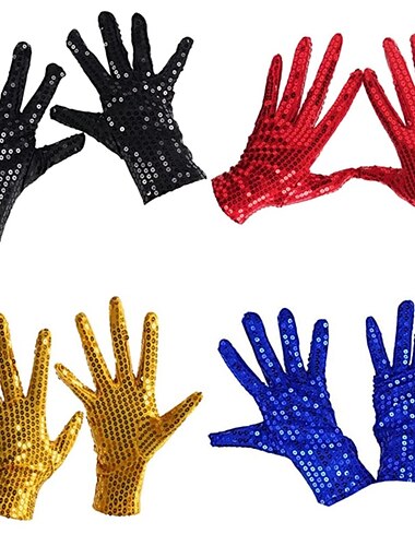  Guantes de noche Guantes Retro Antiguo Años 80 Poliéster Para Disco Cosplay Carnaval Hombre Mujer Joyería de disfraz Joyería de moda
