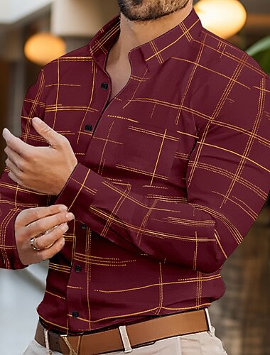  Pánské Košile Košile k obleku Košile s knoflíkem Odolné proti vráskám Pléd Kancelář a kariéra Svatebnívečírek Černá Bílá Rubínově červená Královská modř Dlouhý rukáv Klopa Jaro & podzim Oblečení