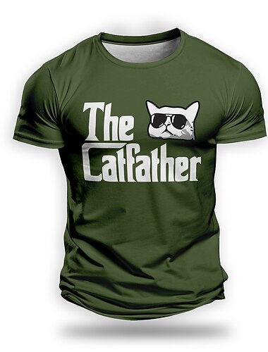  Maglietta grafica da uomo The Catfather divertente gioco di parole sui gatti T-shirt a manica corta per amanti dei gatti
