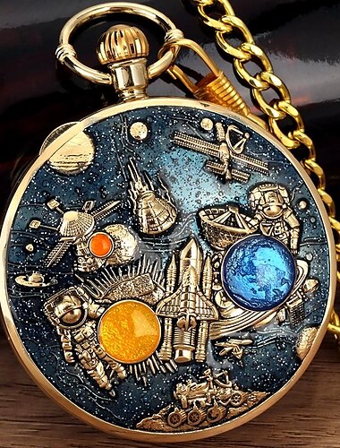  Space Serie Musik Taschenuhr Männer mit Kette Retro Vintage Mode Uhr Frauen Musik Halskette Uhren Einzigartige Paare Sammlerstücke Geschenk