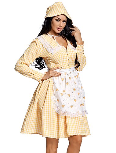  domestica Ragazza pioniera Vestiti Cuffia Costume della prateria Per adulto Per donna Cosplay Carnevale Prestazioni Halloween Halloween Carnevale Costumi di Halloween facili