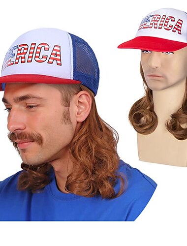  Unisex Χαλαρές Σγουρές Περικεφαλαίες Χαλάκι Ρυθμιζόμενο Προσαρτημένη Μαλλιά Μακρύ Καπέλο Στυλ Μαλλιών Μπέιζμπολ Περικεφαλαία Χιπχοπ Για Γυναίκες Κορίτσια Και Άντρες Αγόρια Μουλέτ Περικεφαλαίες